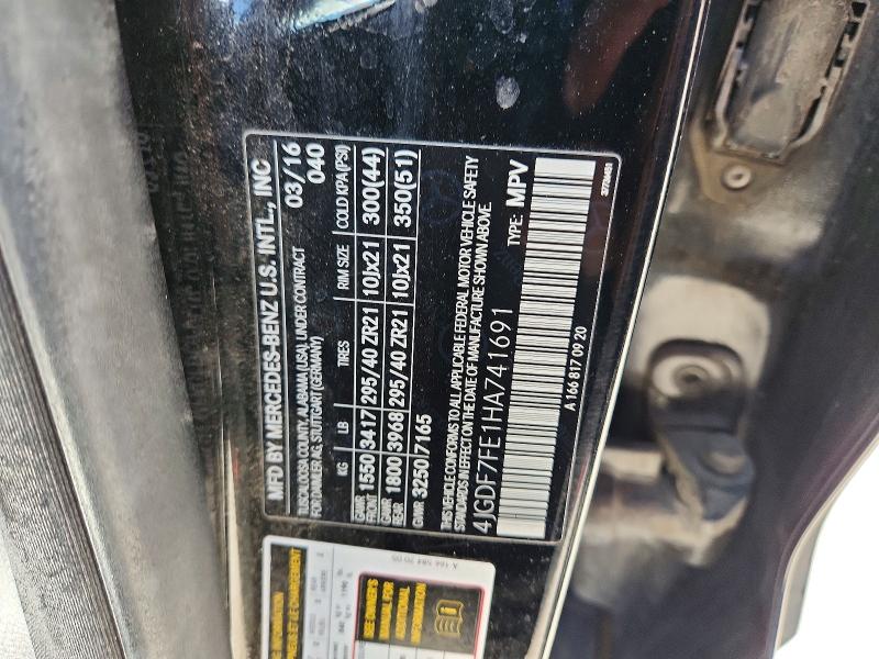 Aukcja sprzedaży 2017 Mercedes-benz Gls, vin: 4JGDF7FE1HA741691, numer aukcji: 41967936