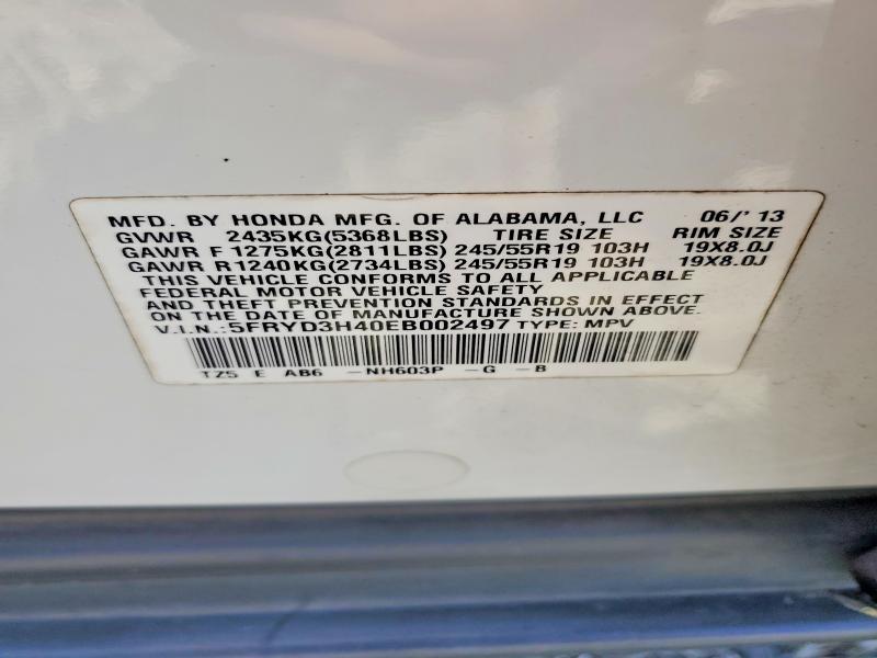 Продаж на аукціоні авто 2014 Acura Mdx, vin: 5FRYD3H40EB002497, номер лоту: 48003836