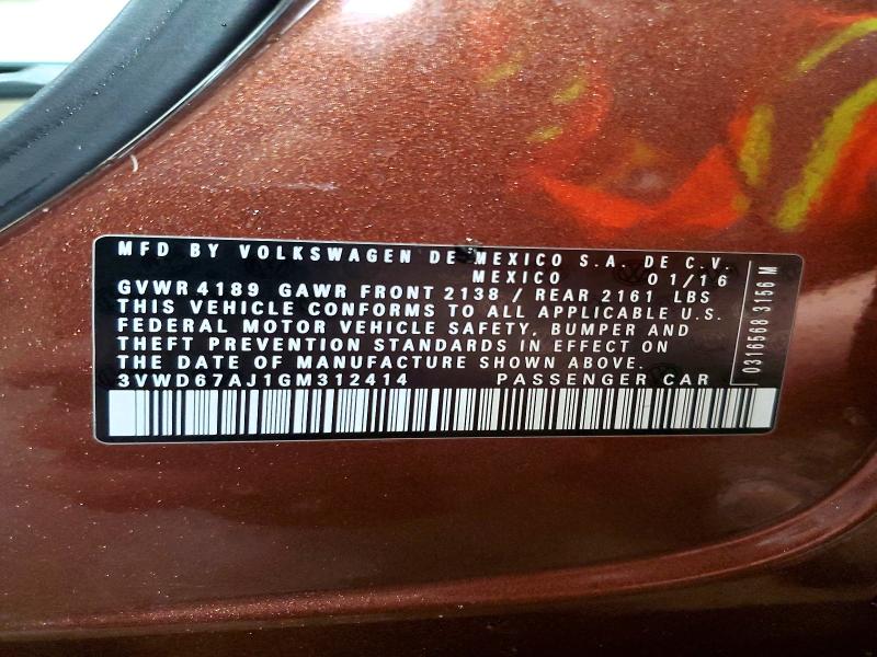 2016 Volkswagen Jetta მანქანა იყიდება აუქციონზე, vin: 3VWD67AJ1GM312414, აუქციონის ნომერი: 46985906