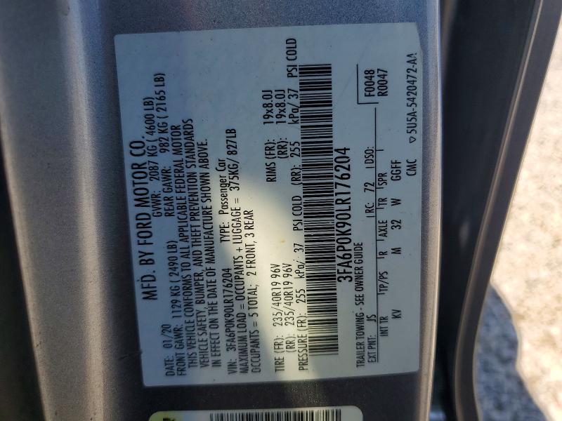 Aukcja sprzedaży 2020 Ford Fusion, vin: 3FA6P0K90LR176204, numer aukcji: 47689436