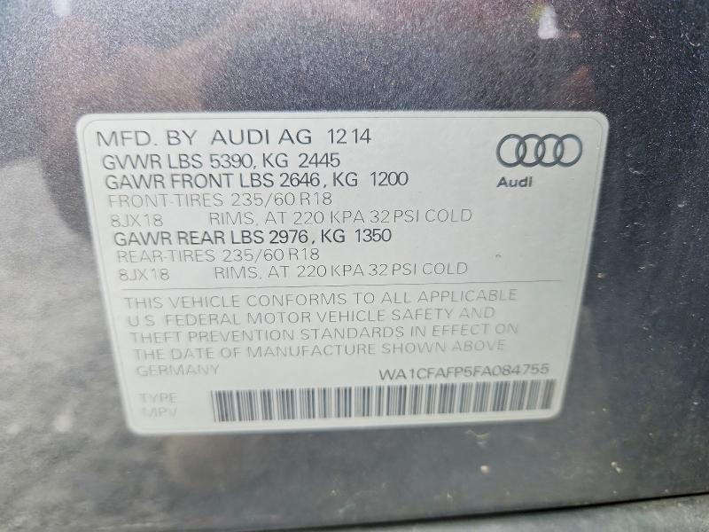 48335036 :رقم المزاد ، WA1CFAFP5FA084755 vin ، 2015 Audi Q5 مزاد بيع