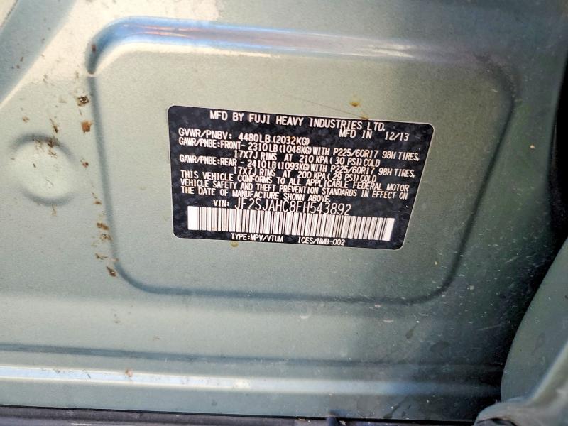 Aukcja sprzedaży 2014 Subaru Forester, vin: JF2SJAHC8EH543892, numer aukcji: 45888816
