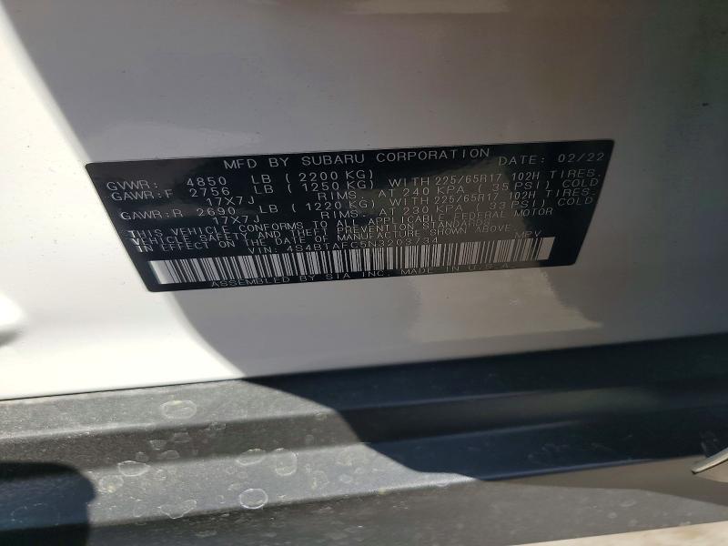 Продажа на аукционе авто 2022 Subaru Outback, vin: 4S4BTAFC5N3203734, номер лота: 47878006