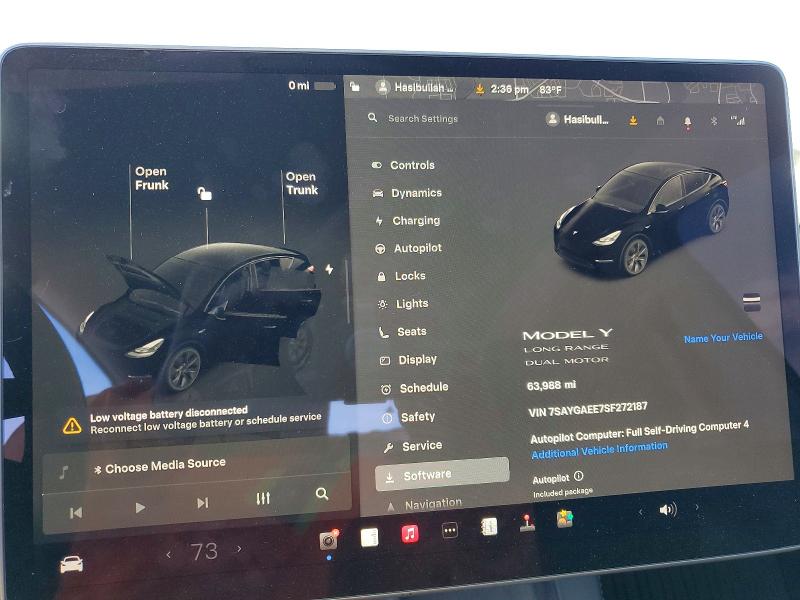 46193906 :رقم المزاد ، 7SAYGAEE7SF272187 vin ، 2025 Tesla Model Y مزاد بيع