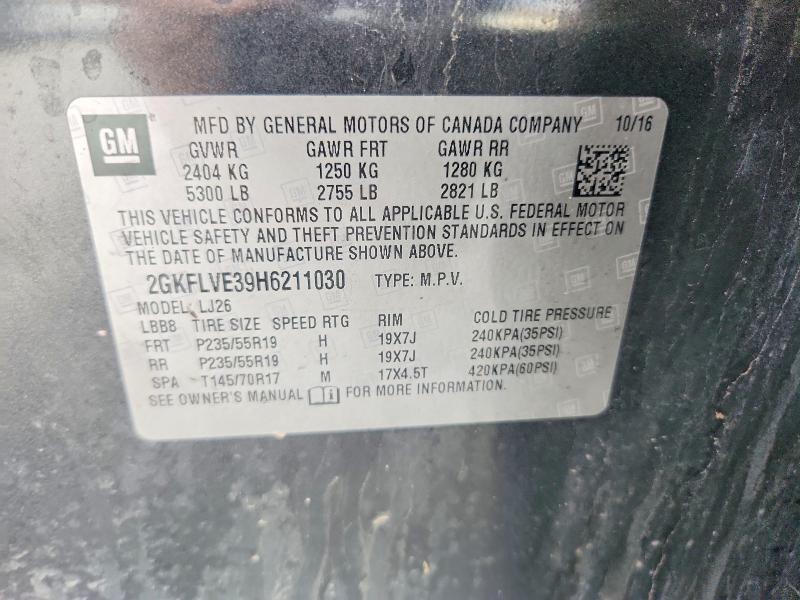 Aukcja sprzedaży 2017 Gmc Terrain, vin: 2GKFLVE39H6211030, numer aukcji: 45859556