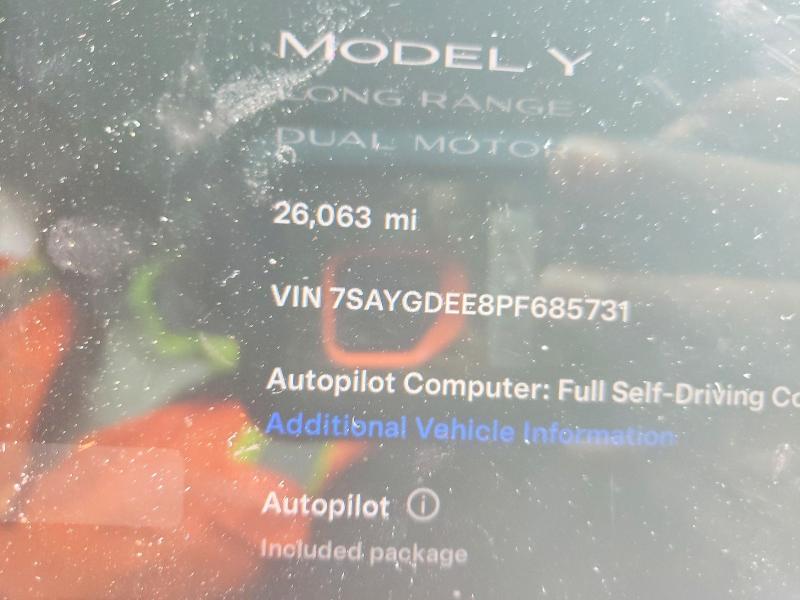 Aukcja sprzedaży 2023 Tesla Model Y, vin: 7SAYGDEE8PF685731, numer aukcji: 79126975