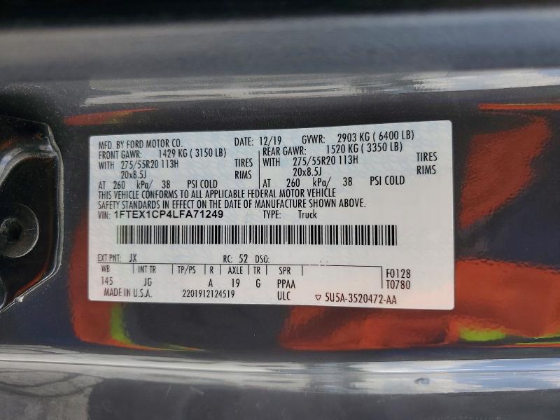 2020 Ford F150 მანქანა იყიდება აუქციონზე, vin: 1FTEX1CP4LFA71249, აუქციონის ნომერი: 47533466