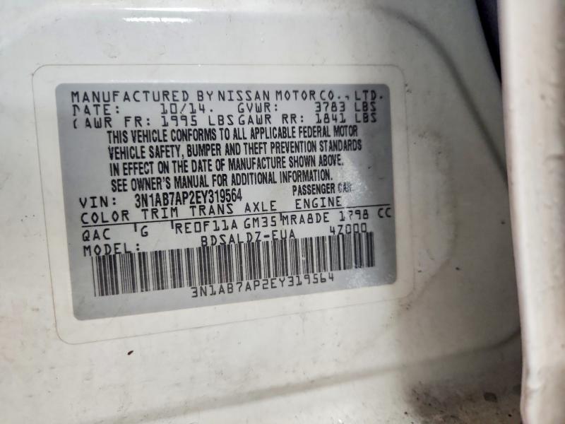 Aukcja sprzedaży 2014 Nissan Sentra, vin: 3N1AB7AP2EY319564, numer aukcji: 47609376