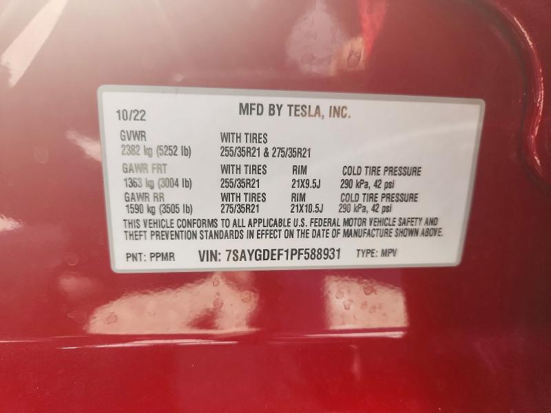 Продаж на аукціоні авто 2023 Tesla Model Y, vin: 7SAYGDEF1PF588931, номер лоту: 47475486