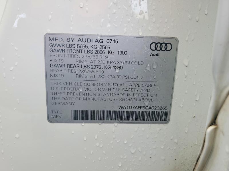 47591986 :رقم المزاد ، WA1D7AFP9GA023265 vin ، 2016 Audi Q5 مزاد بيع
