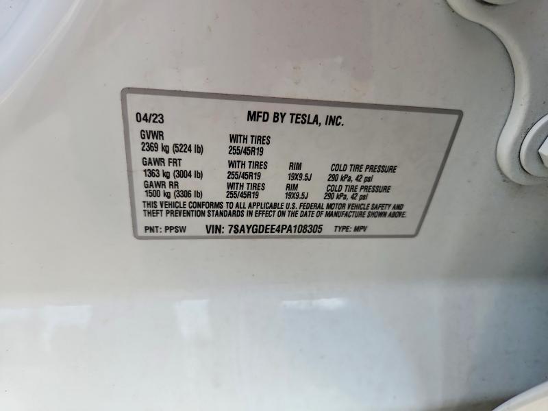 Aukcja sprzedaży 2023 Tesla Model Y, vin: 7SAYGDEE4PA108305, numer aukcji: 41969906