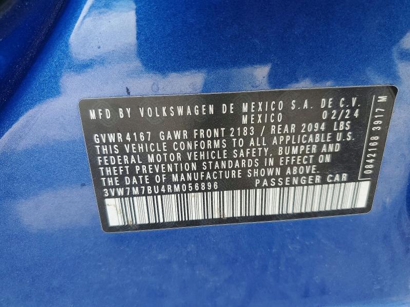 47103216 :رقم المزاد ، 3VW7M7BU4RM056896 vin ، 2024 Volkswagen Jetta مزاد بيع