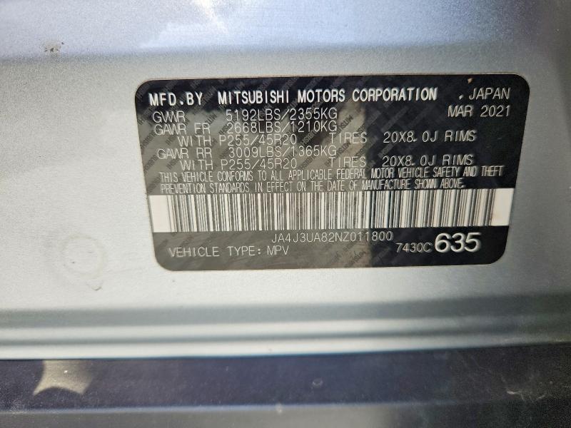 Продаж на аукціоні авто 2022 Mitsubishi Outlander, vin: JA4J3UA82NZ011800, номер лоту: 47075816