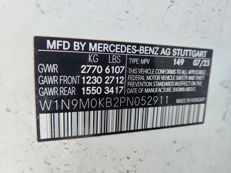 2023 Mercedes-benz Eqb მანქანა იყიდება აუქციონზე, vin: W1N9M0KB2PN052911, აუქციონის ნომერი: 46562786
