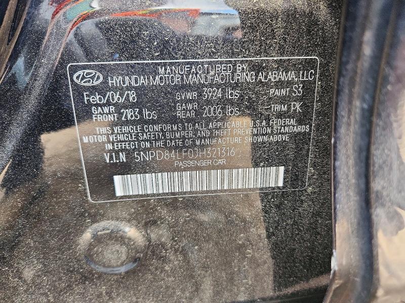 48273516 :رقم المزاد ، 5NPD84LF0JH321316 vin ، 2018 Hyundai Elantra مزاد بيع