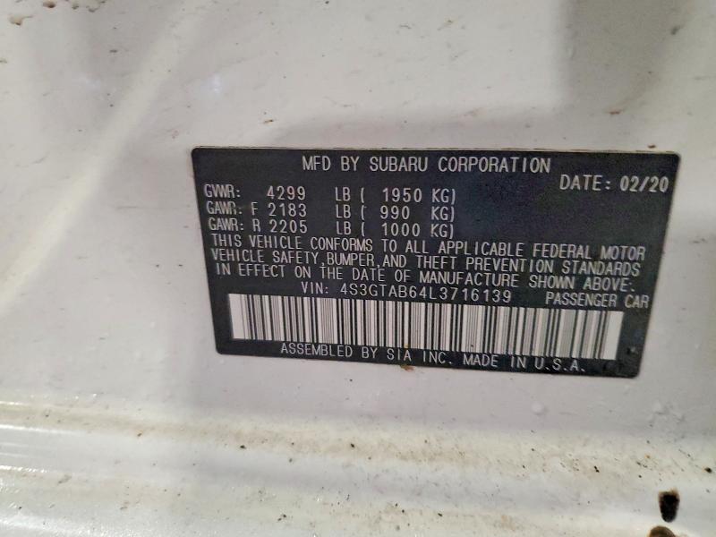 Продажа на аукционе авто 2020 Subaru Impreza, vin: 4S3GTAB64L3716139, номер лота: 79518685