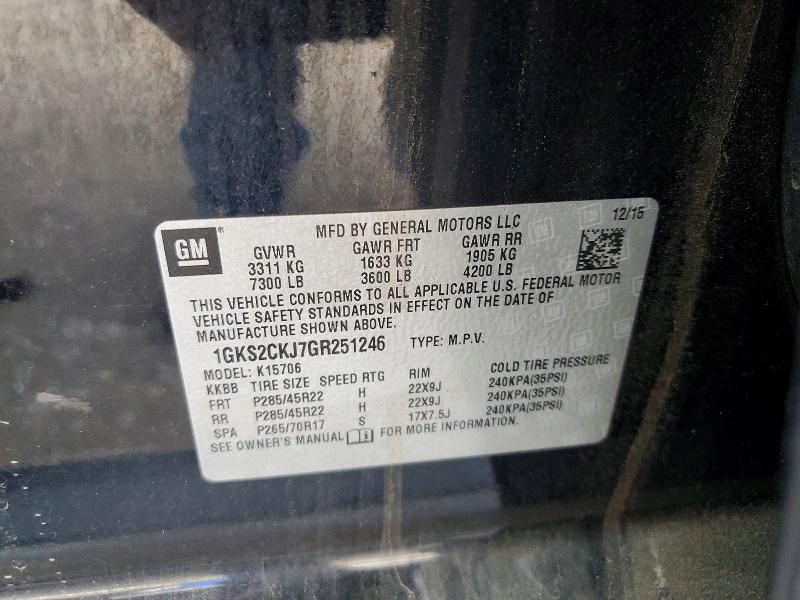 Aukcja sprzedaży 2016 Gmc Yukon, vin: 1GKS2CKJ7GR251246, numer aukcji: 45483556