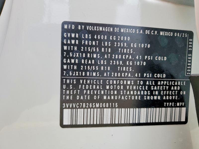 Aukcja sprzedaży 2025 Volkswagen Taos, vin: 3VVVC7B26SM068115, numer aukcji: 79972275