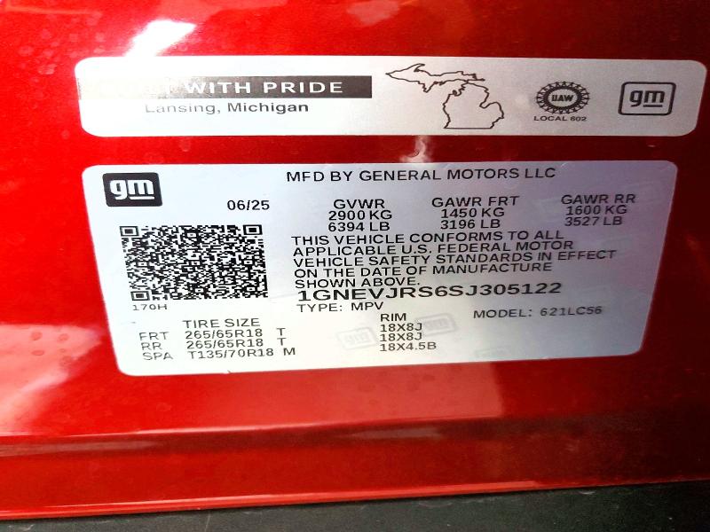 2025 Chevrolet Traverse მანქანა იყიდება აუქციონზე, vin: 1GNEVJRS6SJ305122, აუქციონის ნომერი: 79782245