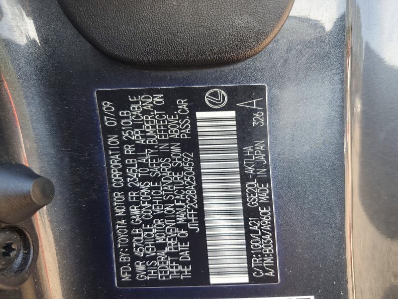 Продаж на аукціоні авто 2010 Lexus Is 250c, vin: JTHFF2C28A2504592, номер лоту: 79745225