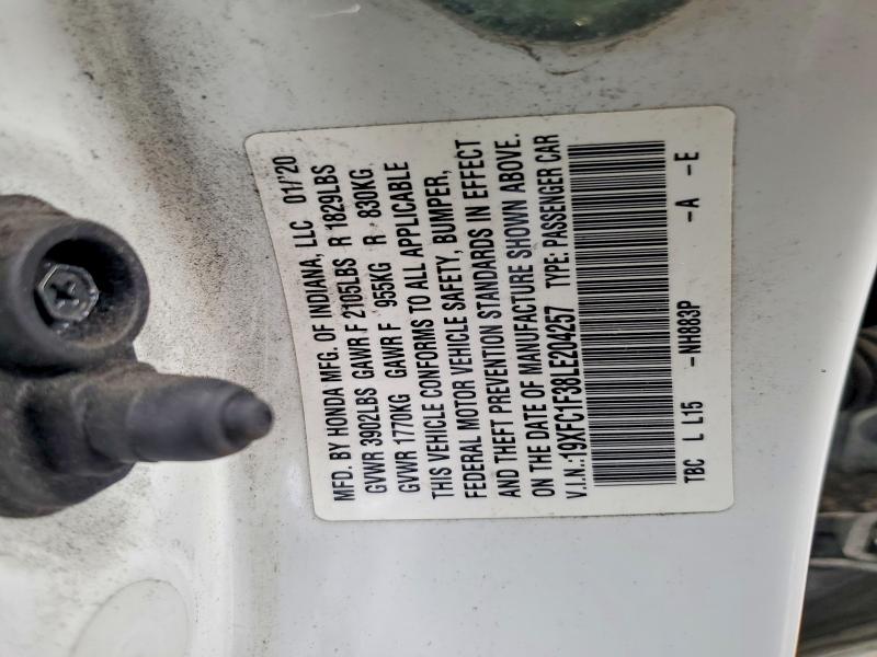 Продажа на аукционе авто 2020 Honda Civic, vin: 19XFC1F38LE204257, номер лота: 48245766