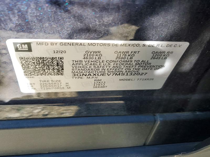 46764776 :رقم المزاد ، 3GNAXUEV7MS132027 vin ، 2021 Chevrolet Equinox مزاد بيع
