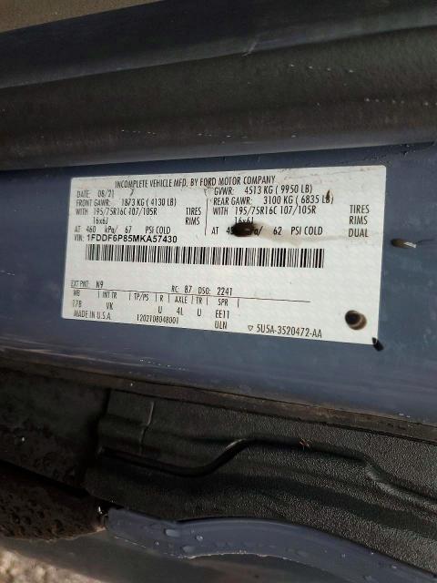2021 Ford Transit მანქანა იყიდება აუქციონზე, vin: 1FDDF6P85MKA57430, აუქციონის ნომერი: 86106435