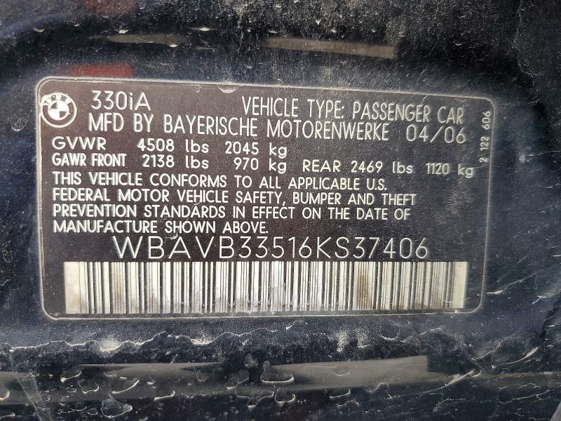Продажа на аукционе авто 2006 Bmw 330, vin: WBAVB33516KS37406, номер лота: 79549785