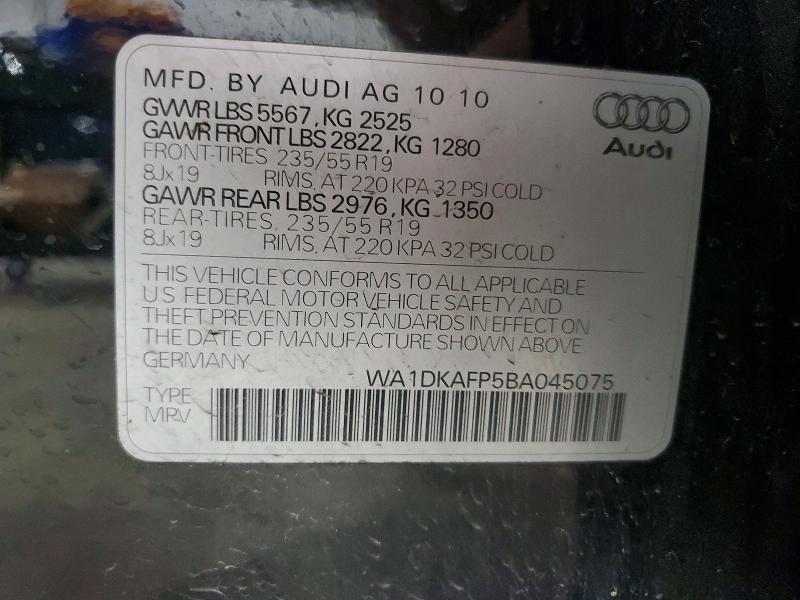 Aukcja sprzedaży 2011 Audi Q5, vin: WA1DKAFP5BA045075, numer aukcji: 79526495