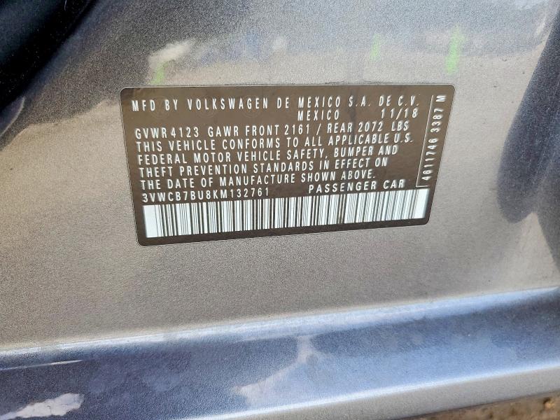 79379825 :رقم المزاد ، 3VWCB7BU8KM132761 vin ، 2019 Volkswagen Jetta مزاد بيع