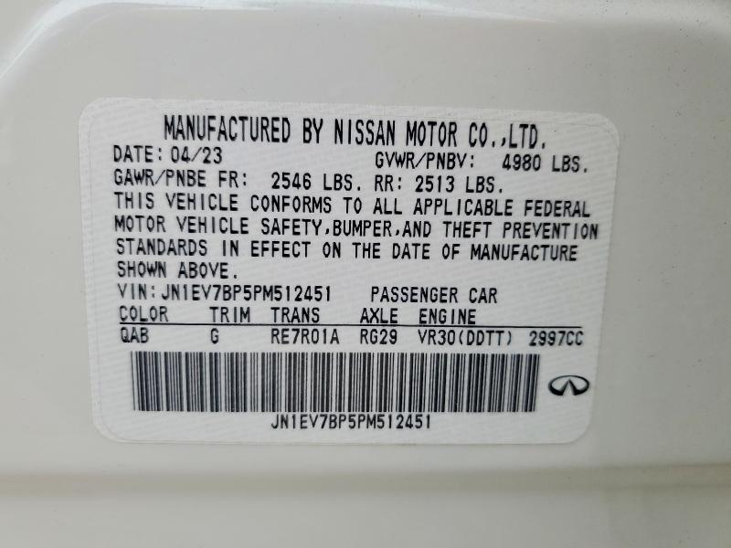 Aukcja sprzedaży 2023 Infiniti Q50, vin: JN1EV7BP5PM512451, numer aukcji: 79306735