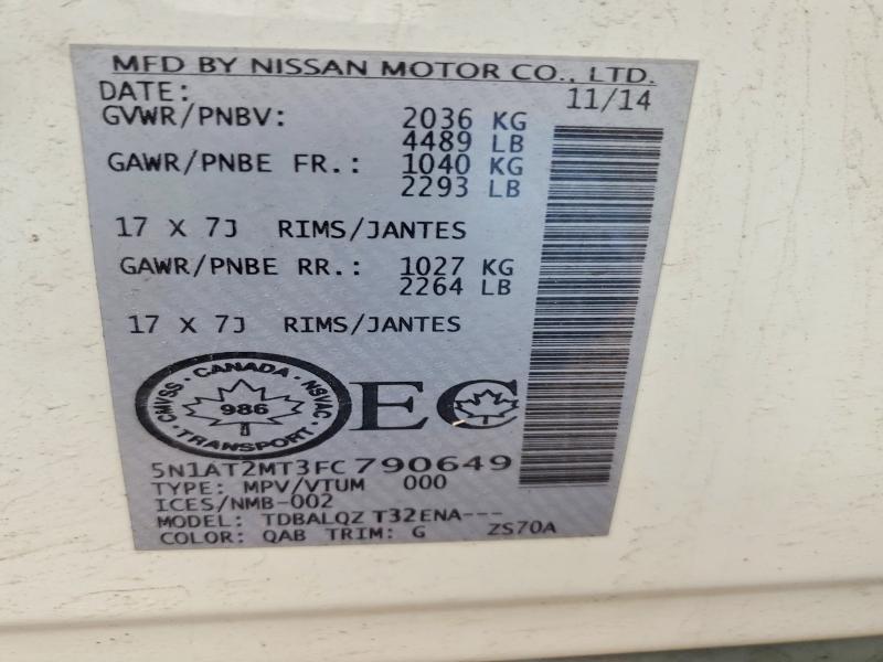 Aukcja sprzedaży 2015 Nissan Rogue, vin: 5N1AT2MT3FC790649, numer aukcji: 47176276