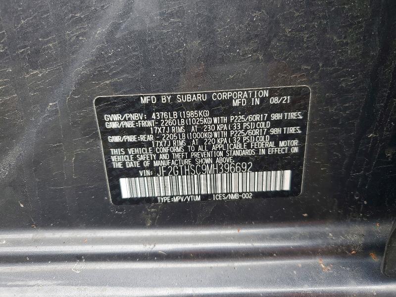2021 Subaru Crosstrek მანქანა იყიდება აუქციონზე, vin: JF2GTHSC9MH396692, აუქციონის ნომერი: 47541156