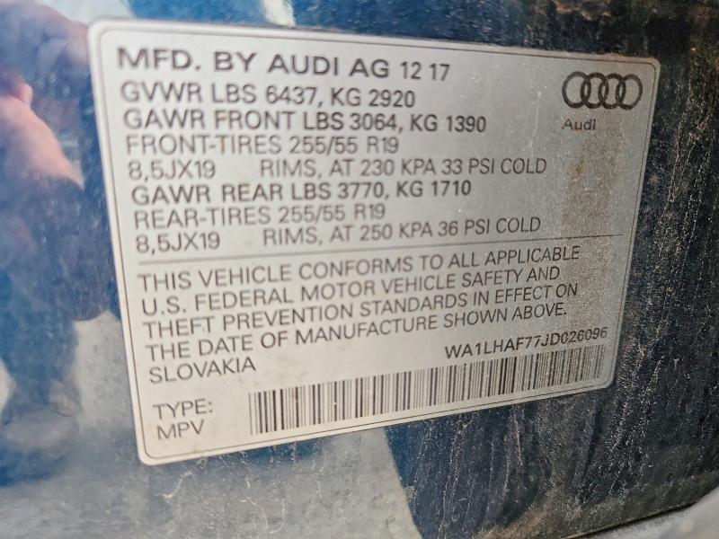 Продажа на аукционе авто 2018 Audi Q7, vin: WA1LHAF77JD026096, номер лота: 47208426