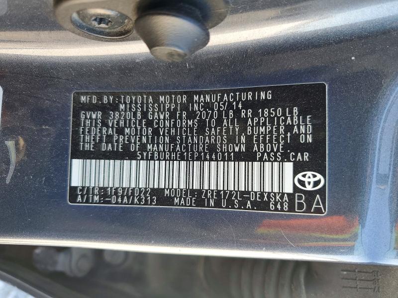 46739766 :رقم المزاد ، 5YFBURHE1EP144011 vin ، 2014 Toyota Corolla مزاد بيع