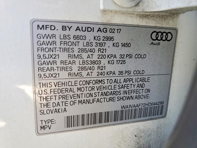 Продажа на аукционе авто 2017 Audi Q7, vin: WA1VAAF72HD044299, номер лота: 79239735