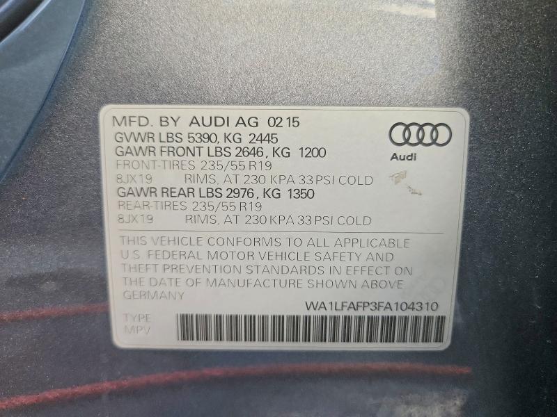 46518996 :رقم المزاد ، WA1LFAFP3FA104310 vin ، 2015 Audi Q5 مزاد بيع