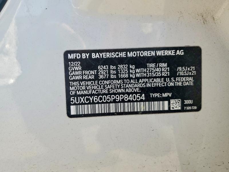 2023 Bmw X6 მანქანა იყიდება აუქციონზე, vin: 5UXCY6C05P9P84054, აუქციონის ნომერი: 46740066