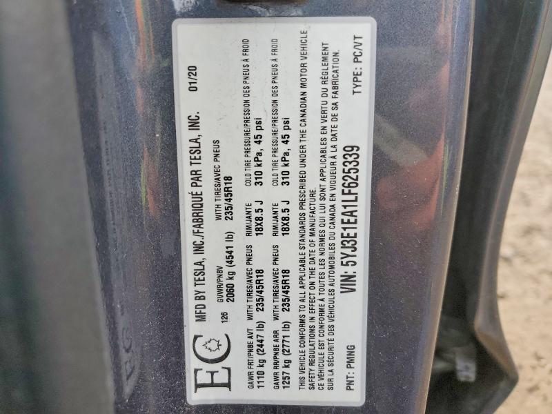 Продаж на аукціоні авто 2020 Tesla Model 3, vin: 5YJ3E1EA1LF625339, номер лоту: 46899306