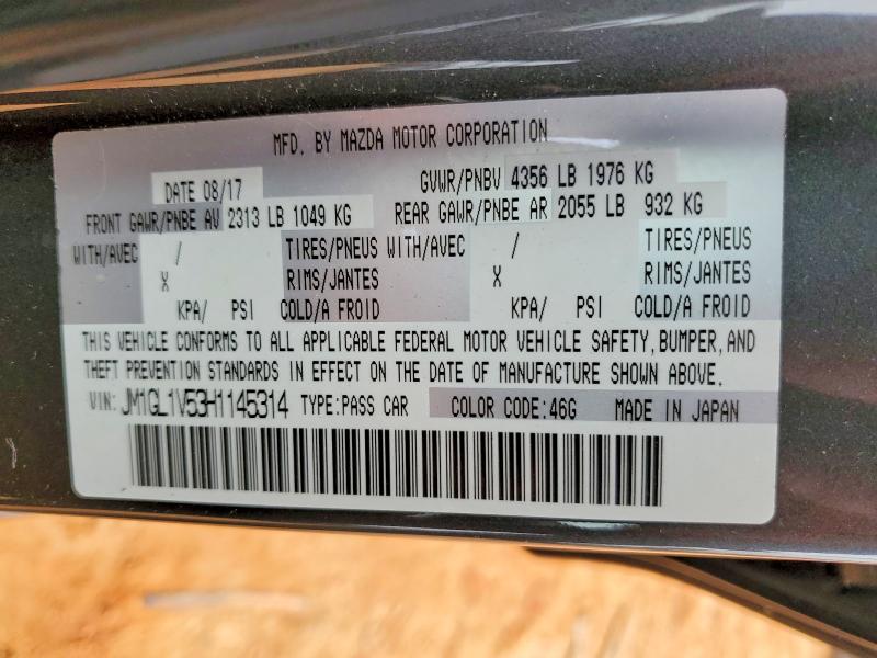 Продаж на аукціоні авто 2017 Mazda 6, vin: JM1GL1V53H1145314, номер лоту: 79612375
