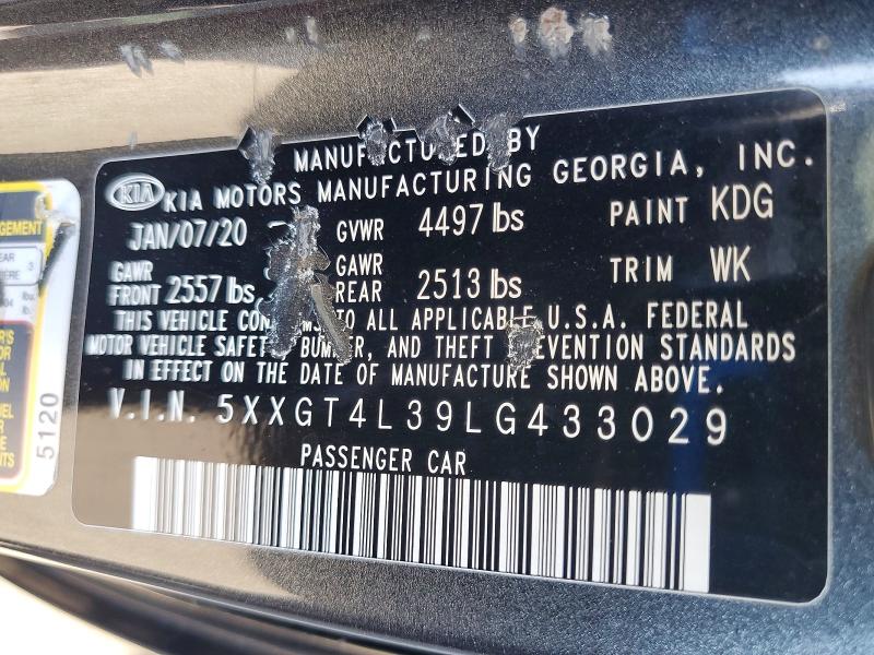 2020 Kia Optima მანქანა იყიდება აუქციონზე, vin: 5XXGT4L39LG433029, აუქციონის ნომერი: 47135826