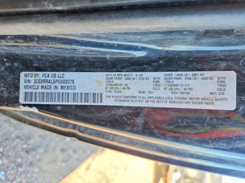 2023 Ram 3500 მანქანა იყიდება აუქციონზე, vin: 3C63RRAL5PG600378, აუქციონის ნომერი: 56058976