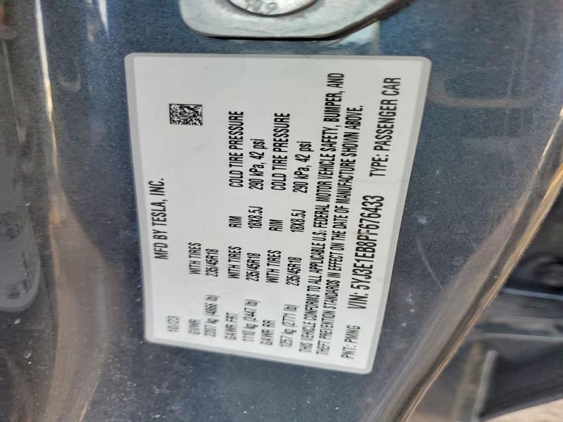 2023 Tesla Model 3 მანქანა იყიდება აუქციონზე, vin: 5YJ3E1EB8PF676433, აუქციონის ნომერი: 46437946