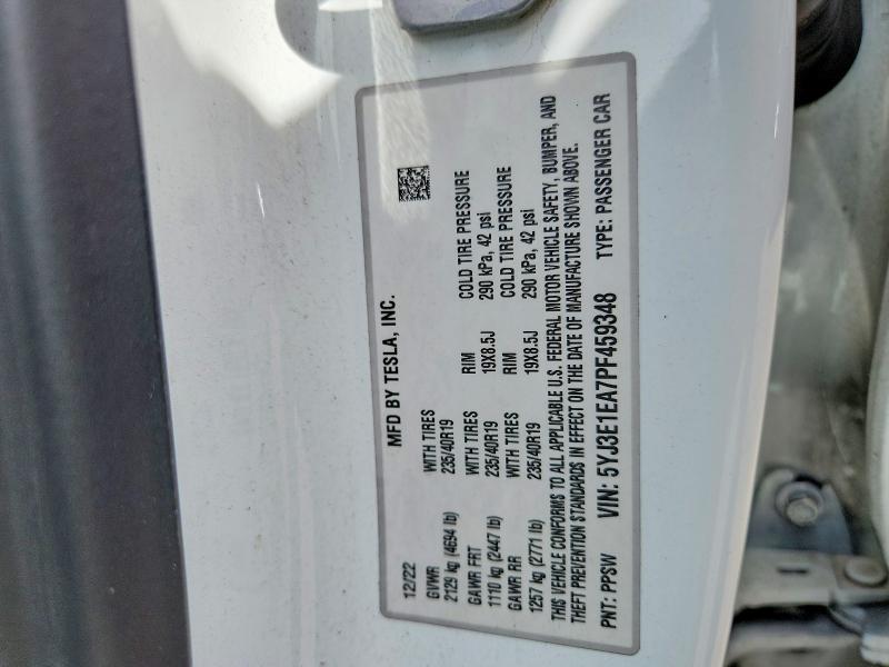 Продажа на аукционе авто 2023 Tesla Model 3, vin: 5YJ3E1EA7PF459348, номер лота: 47816756