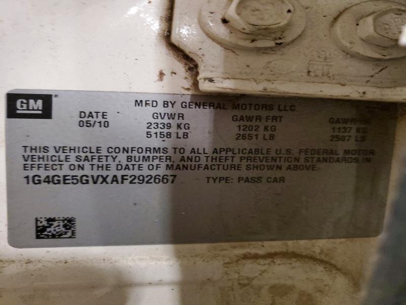 Продаж на аукціоні авто 2010 Buick Lacrosse, vin: 1G4GE5GVXAF292667, номер лоту: 46628896