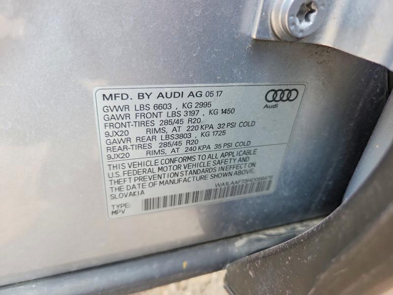 45629686 :رقم المزاد ، WA1LAAF73HD058476 vin ، 2017 Audi Q7 مزاد بيع