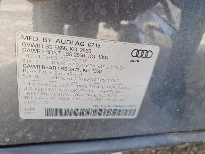2016 Audi Q5 მანქანა იყიდება აუქციონზე, vin: WA1D7AFP4GA023304, აუქციონის ნომერი: 47042566