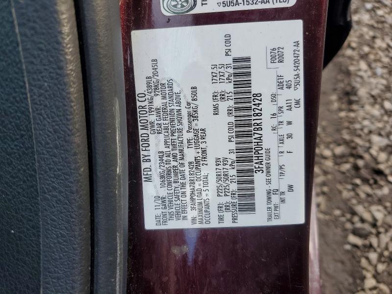 Продажа на аукционе авто 2011 Ford 3930, vin: 3FAHP0HA7BR182428, номер лота: 79390325