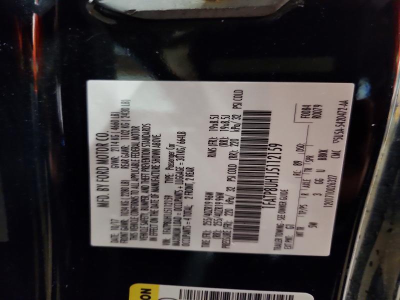 47021286 :رقم المزاد ، 1FATP8UH1J5112159 vin ، 2018 Ford Mustang مزاد بيع