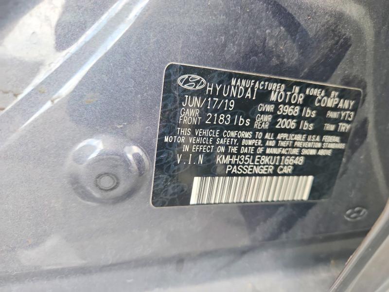 Продажа на аукционе авто 2019 Hyundai Elantra Gt, vin: KMHH35LE8KU116648, номер лота: 46776646